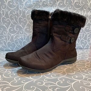 Black Suede Bootie with Faux Fur Trim 8M